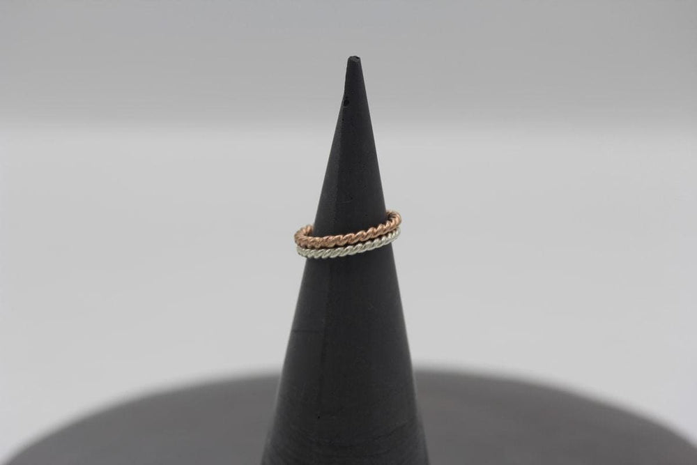 STR3LRG Handmade silver rope stackable ring coated in rose gold - large size - by Silvertales Jewelry