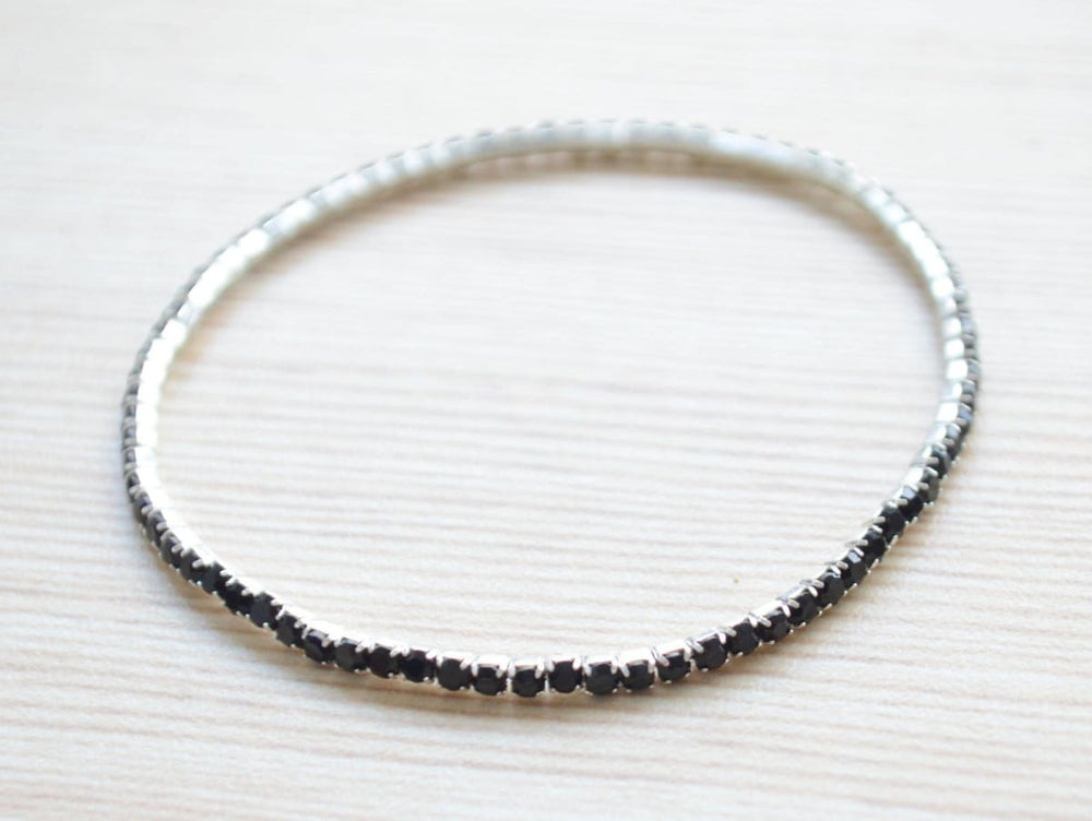 bracelets Stretchable Studded Silver Bangle Bracelet gift set Skinny Stacking Bracelets Stackable Layered Jewelry - by Pretty Ponytails