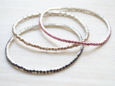 bracelets Stretchable Studded Silver Bangle Bracelet gift set Skinny Stacking Bracelets Stackable Layered Jewelry - by Pretty Ponytails