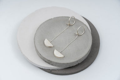 Earrings SunMoon stud-dangle long earrings - by Silvertales Jewelry
