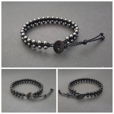 Super Black Beads Wax Cord Unisex Bracelet Friendship Bracelet Beads  Bracelet,Men Bracelet,Black Bracelet, Handmade By Bymemade