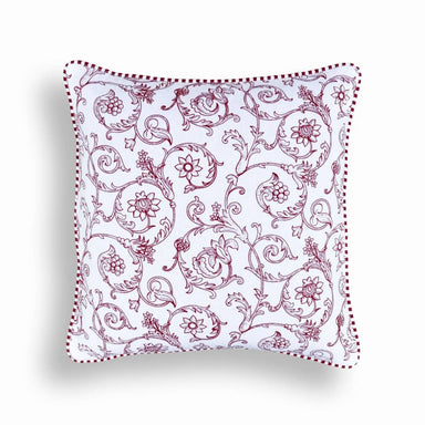 Red Swirl Print Pillow Cotton Welted Victorian Pattern Standard Size 16x16 Inches Other Sizes Available - By Vliving