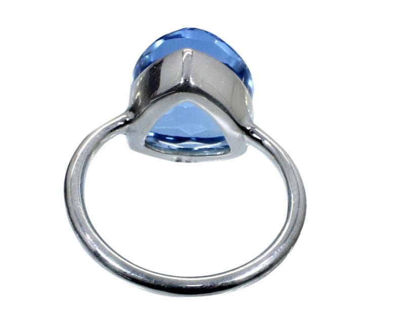 Swiss Blue Topaz Hydro 925 Sterling Silver Bezel Set Ring Gemstone Beautiful Handmade - by Nehal Jewelry