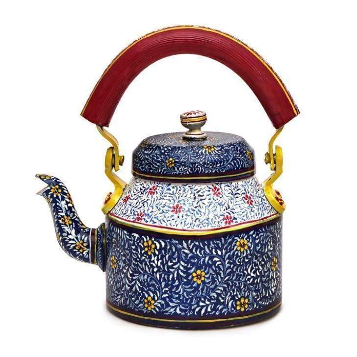 Painted Teapots Hand Blue Bliss Tea Pot in Aluminium