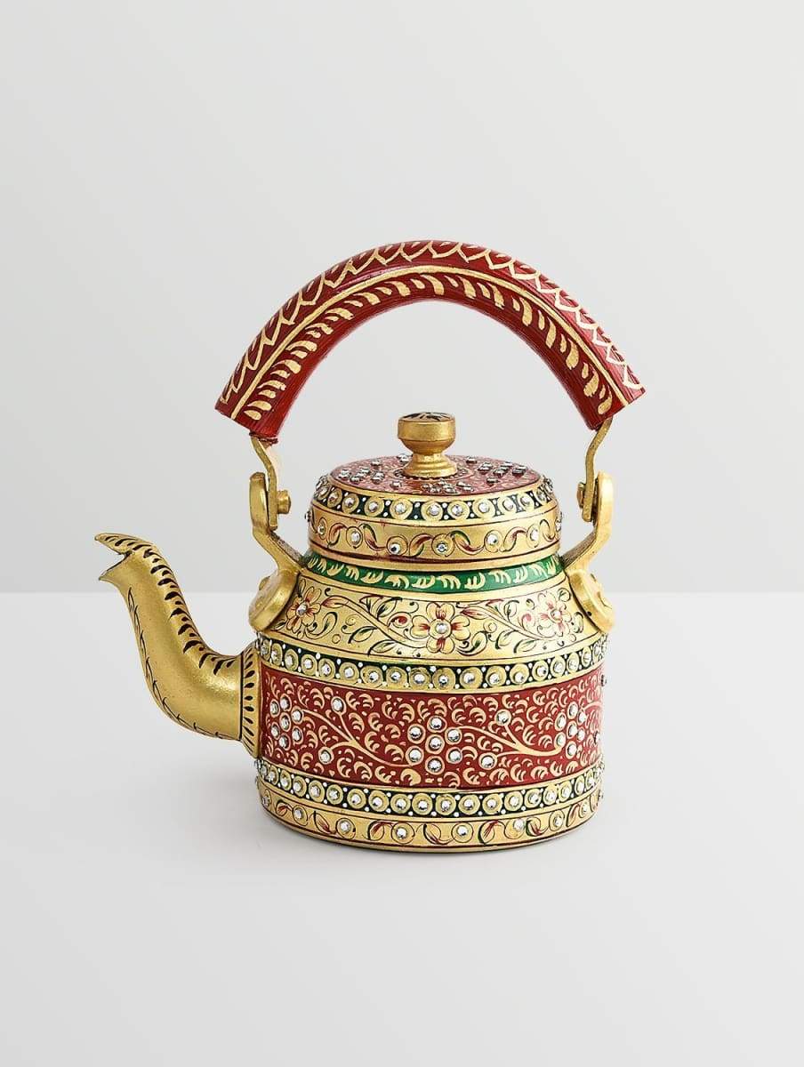 Painted Teapots Handpainted Kaushalam Multi Color Diamond Teapot in Aluminium (1000ml)