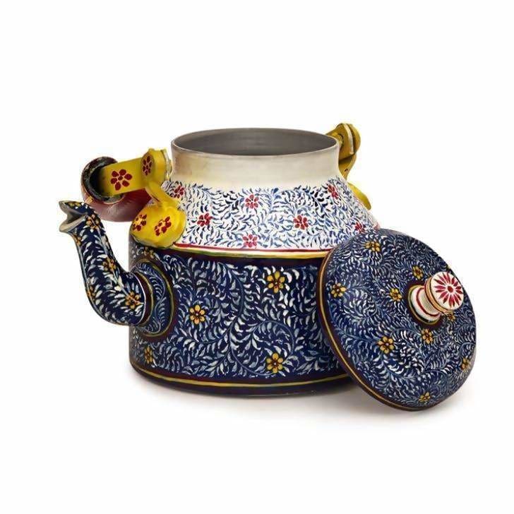 Painted Teapots Hand Blue Bliss Tea Pot in Aluminium