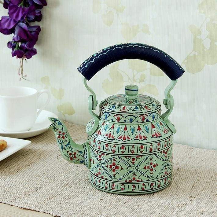 Painted Teapots Hand Mint Green Tea Pot in Aluminium