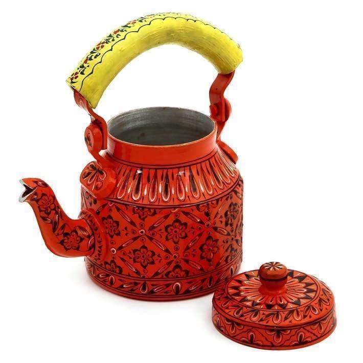 Painted Teapots Handmade Colorful Kaushalam Teapot: Orange Delight