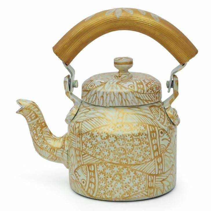 Painted Teapots Handcrafted Kaushalam Teapot: Golden Pond
