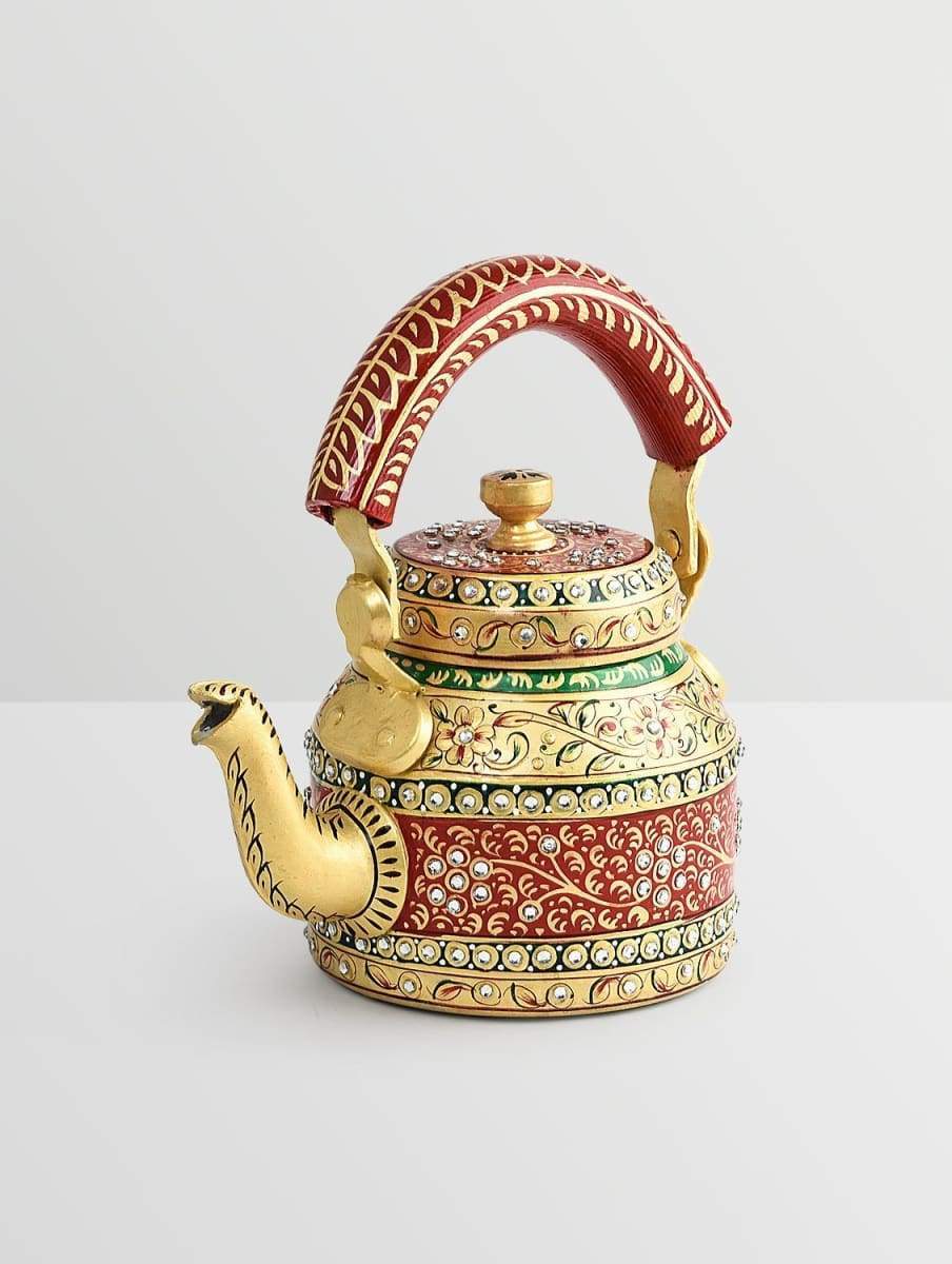 Painted Teapots Handpainted Kaushalam Multi Color Diamond Teapot in Aluminium (1000ml)