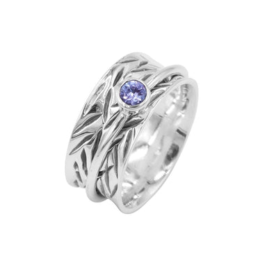 Tanzanite Rings Spinner Sterling Silver Fidget Ring For Women Anxiety Gifts Mom - By Rajtarang