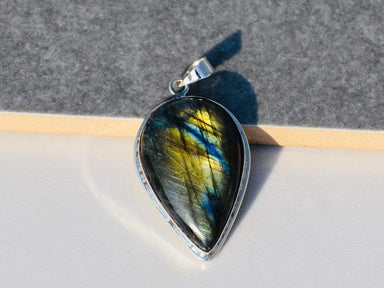 Teardrop Labradorite Pendant Sterling Silver Natural Gift For Her Handmade Birthstone Everyday - By Tanabanacrafts