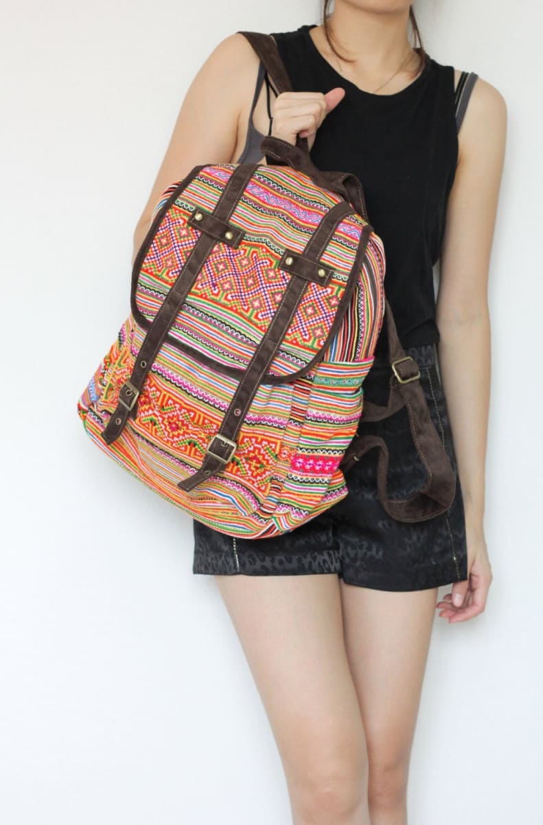 Thai Embroidered Shoulder School Backpack - by lannathaicreations