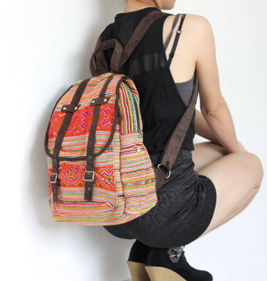 Thai Embroidered Shoulder School Backpack - by lannathaicreations