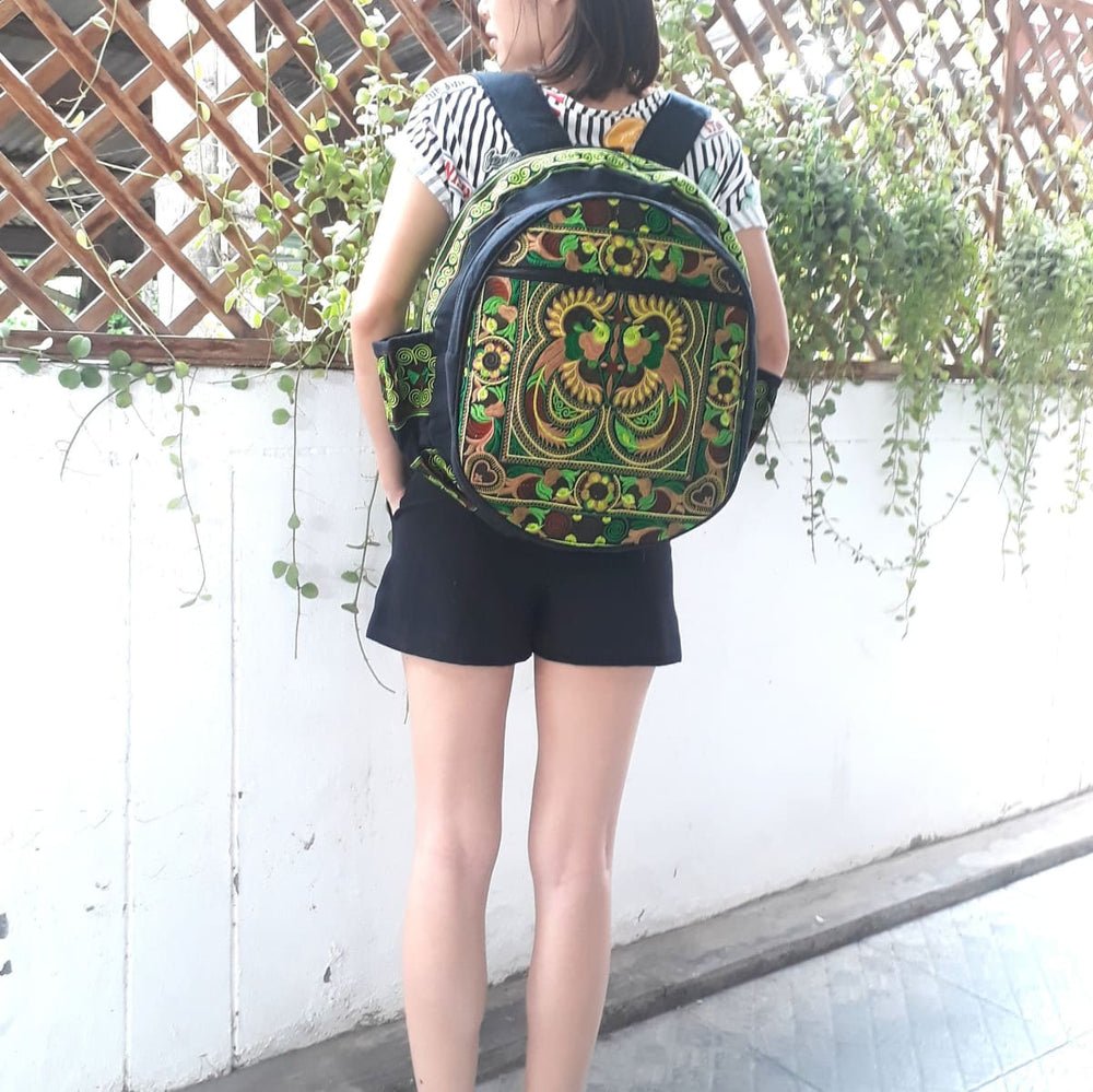 Thai Ethnic Bohemian Embroidered Backpack - by lannathaicreations