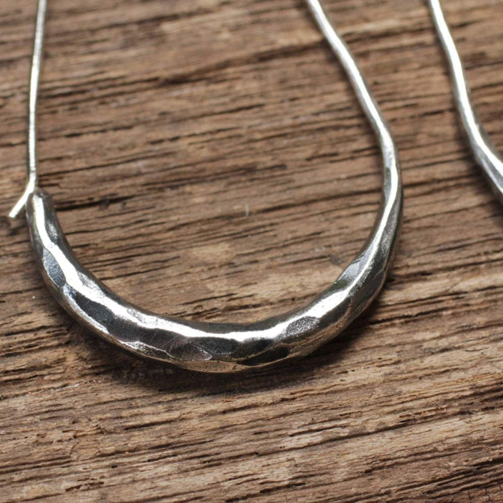 Thin Texture Silver Hoop Dangle Earrings - By Metal Studio Jewelry