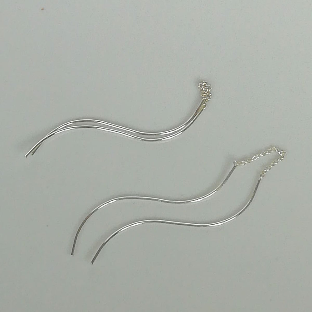 Threader Earrings | Silver Ear Thread | Boho | Thread Danglers | Pull through Earring | Sterling Silver | Earrings for her | E131 - by 