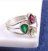 Three Stone Jewelry Multi Stone Gift Green Onyx Pink Amethyst Rainbow Moonstone Ring 925 Sterling Silver Handmade For Her - By Girivar 