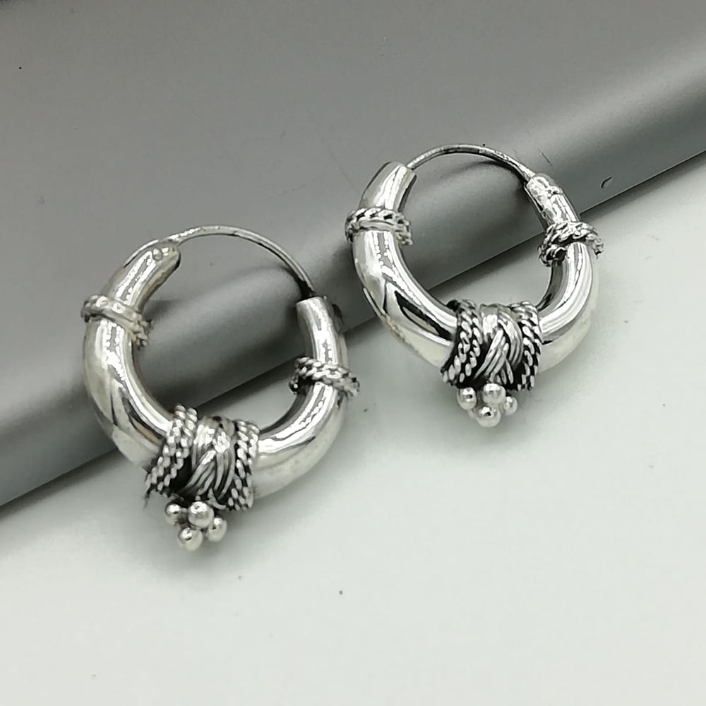 Tibetan 20mm silver hoops | Thick | Bohemian jewelry | Silver earrings | ear | Gift | E110 - by OneYellowButterfly