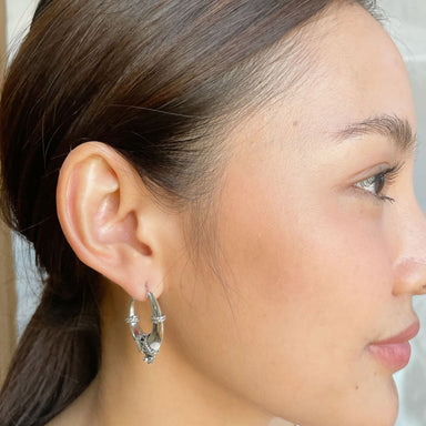 Tibetan 25 Mm Silver Hoops | Bohemian Jewelry | Ethnic Earrings | Silver Ear | Gift |e924 - by Oneyellowbutterfly