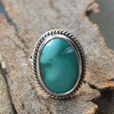 Rings Tibetan Turquoise Gemstone and 925 Sterling Silver Handmade Ring