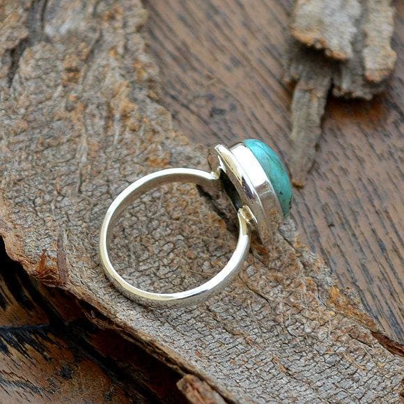 Rings Tibetan Turquoise Ring 925 Sterling Silver Green Gemstone