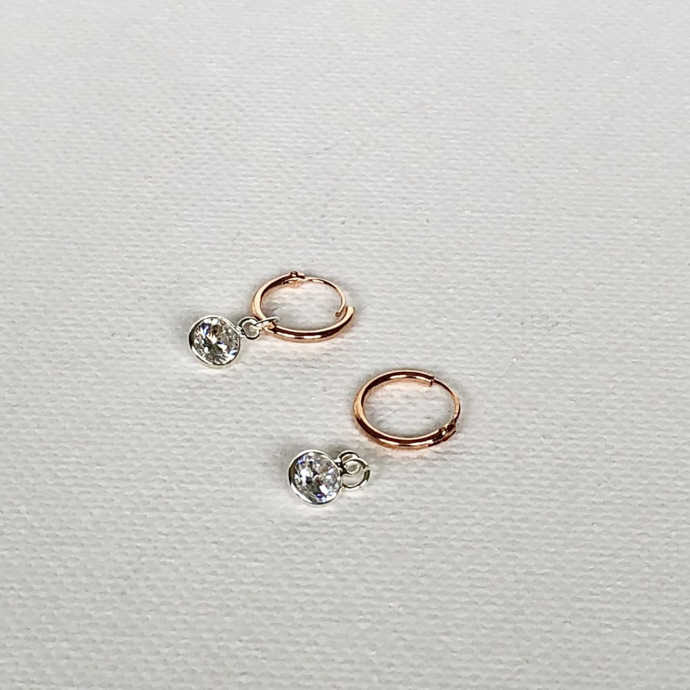 earrings Tiny Gold Hoops Minimalist Rose Pink Ear Crystal Charms Bridesmaid Gift Ideas Add On charms G6/P - Title by NeverEndingSilver