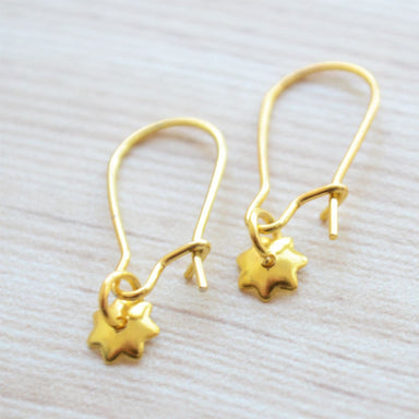 Tiny Golden Star earrings for girls Gold Dainty Hoops kids simple minimalist everyday jewelry - by Pretty Ponytails