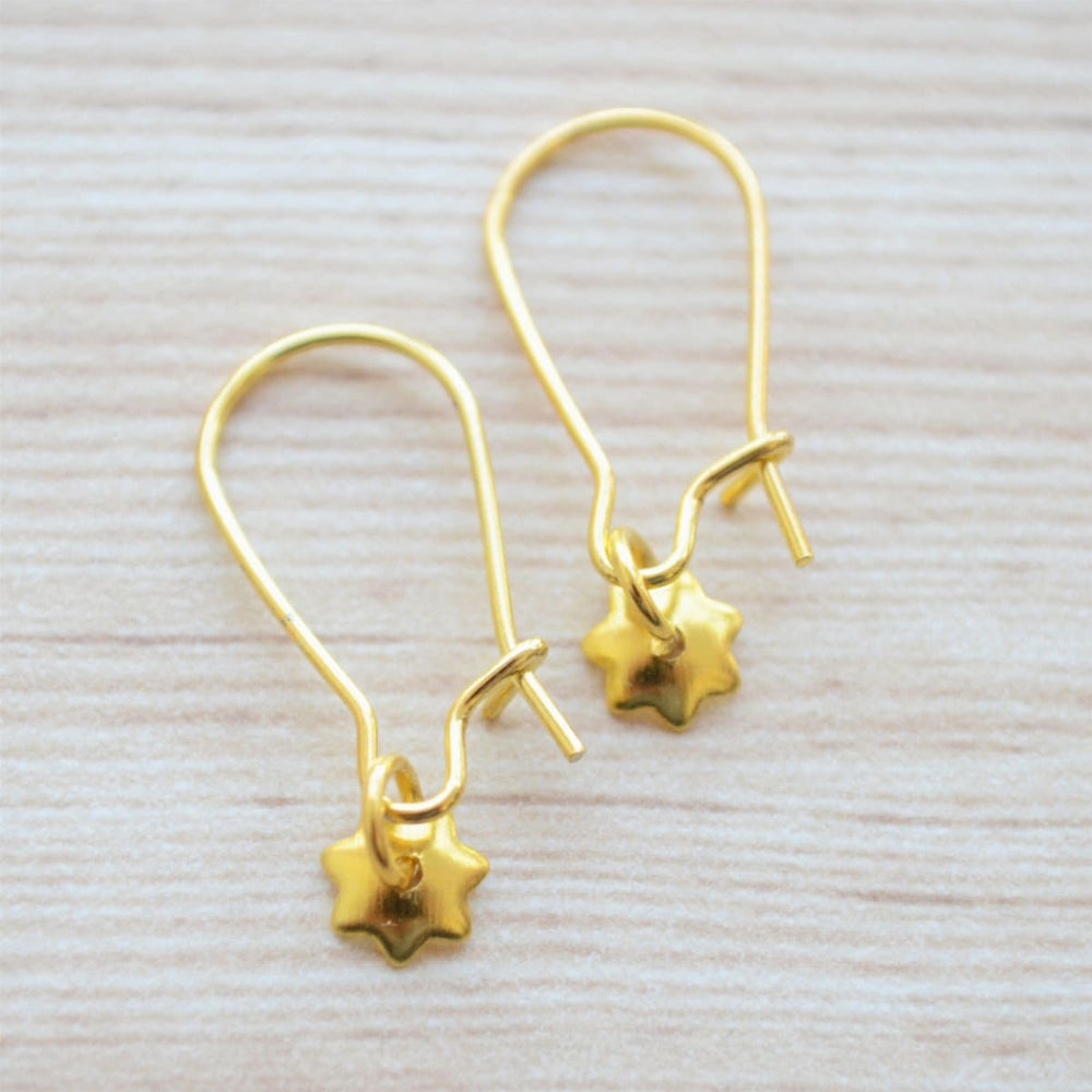 Tiny Golden Star earrings for girls Gold Dainty Hoops kids simple minimalist everyday jewelry - by Pretty Ponytails
