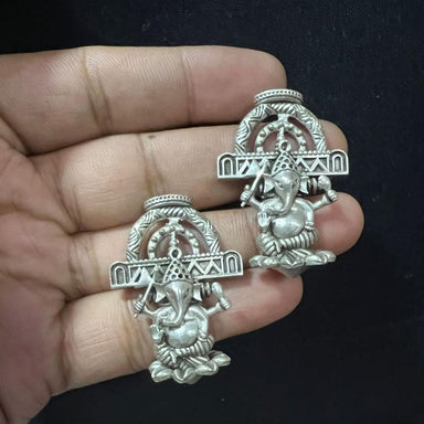 Traditional Antique Silver Goddess Ganesh Designed Earing,925 Earring for Women - by Vidita Jewels