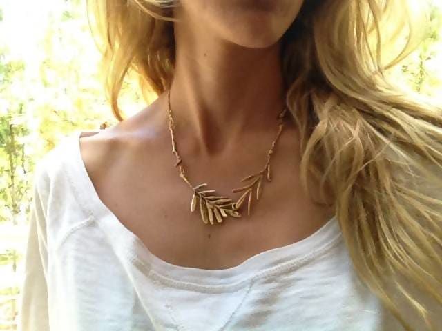 necklaces tree leaves choker gold brass natural organic perfect mom gift september trends botanical jewelry mai solorzano necklace - Title 