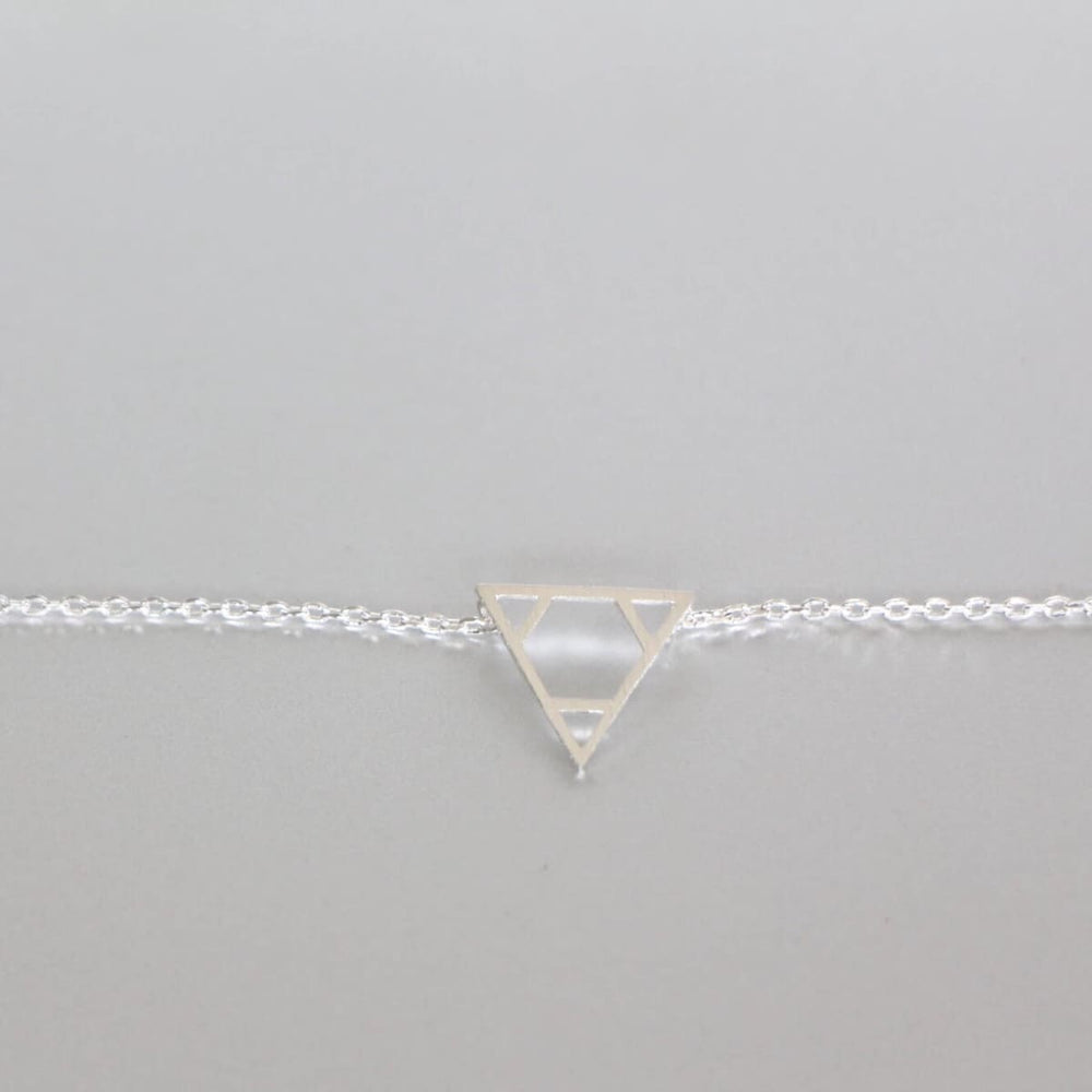 necklaces Triangle Rhodium Necklace Silver Charm Dipped Minimalist Delicate Chain Simple MN103 - by Soul Charms