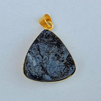 Triangle Shape Black Tourmaline Gemstone Statement Pendant - By Krti Handicrafts