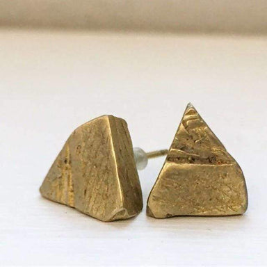 Raw Triangle Stud Earrings in Brass - Earrings