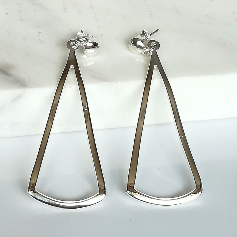 Triangular Earrings | Silver Danglers | Jewelry | Minimalist | Ear | E5 - by Oneyellowbutterfly