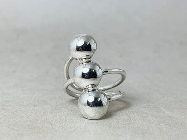 Triple Ball Ring 925 Silver Statement Unique Handmade Gift for her Everyday - by Heaven Jewelry