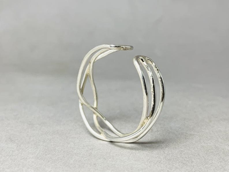 Triple Band Ring 925 Silver Handmade Spiral Fidget Wedding Unique Trendy New Design - by Heaven Jewelry