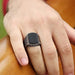 rings Turkish Handmade 925 Sterling Silver Jewelry Rectangle Black Onyx Ring - by InishaCreation