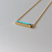 Turquoise Bar Gold Necklace Minimalist Neck Charm Gold Plated Brass N4 - By Silver Soul Charms