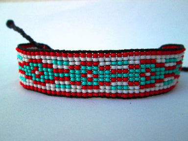 Bracelets Red and Turquoise Beaded Friendship BraceletsHuichol Native American Inspired