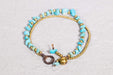 Bracelets Turquoise Bracelet- Blue and gold beads bracelet- Beaded B-2