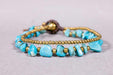 Bracelets Turquoise Bracelet- Blue and gold beads bracelet- Beaded B-2