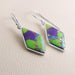 Turquoise Earring 925 Sterling Silver Green Purple Copper Drop 15X44mm Gift For Women - by Rajtarang