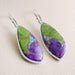 Turquoise Earring 925 Sterling Silver Green Purple Copper Drop 16X50mm Gift For Women - by Rajtarang