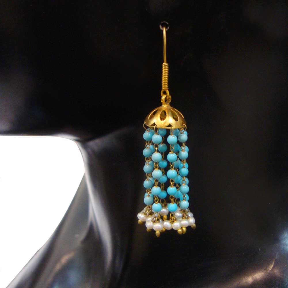 turquoise pearl earring,indian jhumka earring,silver dangle earring,handmade earring,gold plated earring,925 sterling silver earring,for her