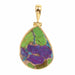 pendants Turquoise Pendant Green Purple Copper Sterling Silver Handmade 27X52mm Gift For Men - Yellow Gold by Rajtarang