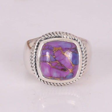 Rings Turquoise Ring Natural Purple Copper Cabochon Gemstone Handmade 925 Sterling Silver Men