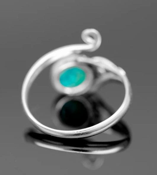 Turquoise Round Gemstone Sterling Silver 925 Adjustable Ring Handmade Jewelry Gift for her - by Inishacreation