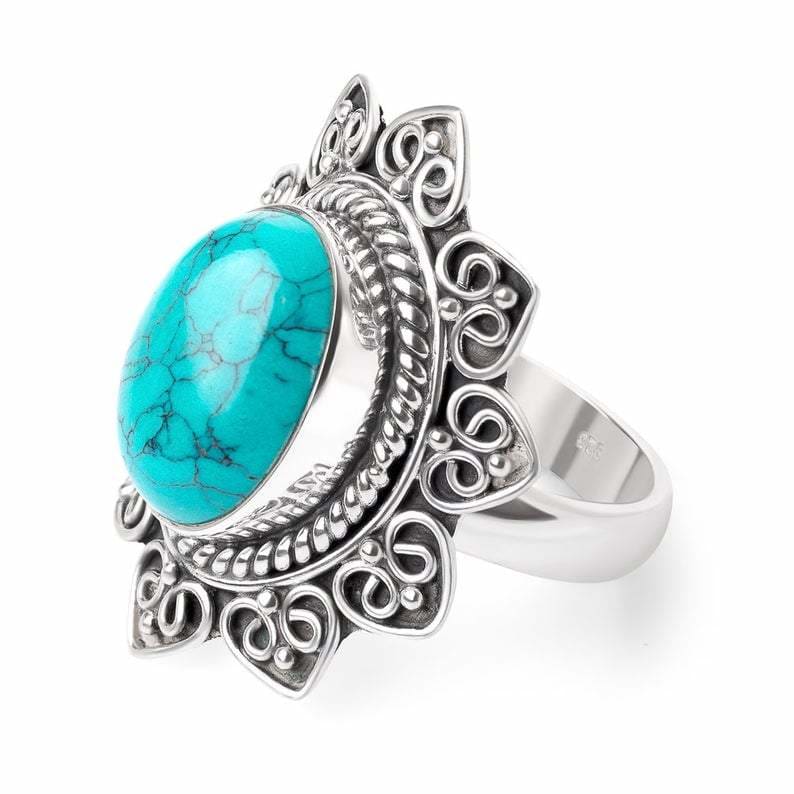 rings Turquoise Sterling Silver 925,Handmade Jewelry,Everyday Delicate Gift for her - by InishaCreation
