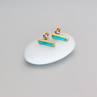 earrings Turquoise Bar Stone Earrings,Gold Dipped Earrings Gifts For Her Geometric Jewelry Simple Minimalist Jewelry,Fashion ME2 - by Silver